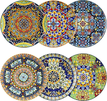 Boho-Stil Speiseteller Set 6er Porzellan, dekoratives Tellerset 10.5in