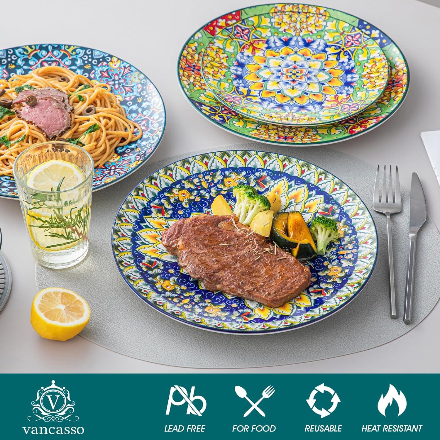 Boho-Stil Speiseteller Set 6er Porzellan, dekoratives Tellerset 10.5in