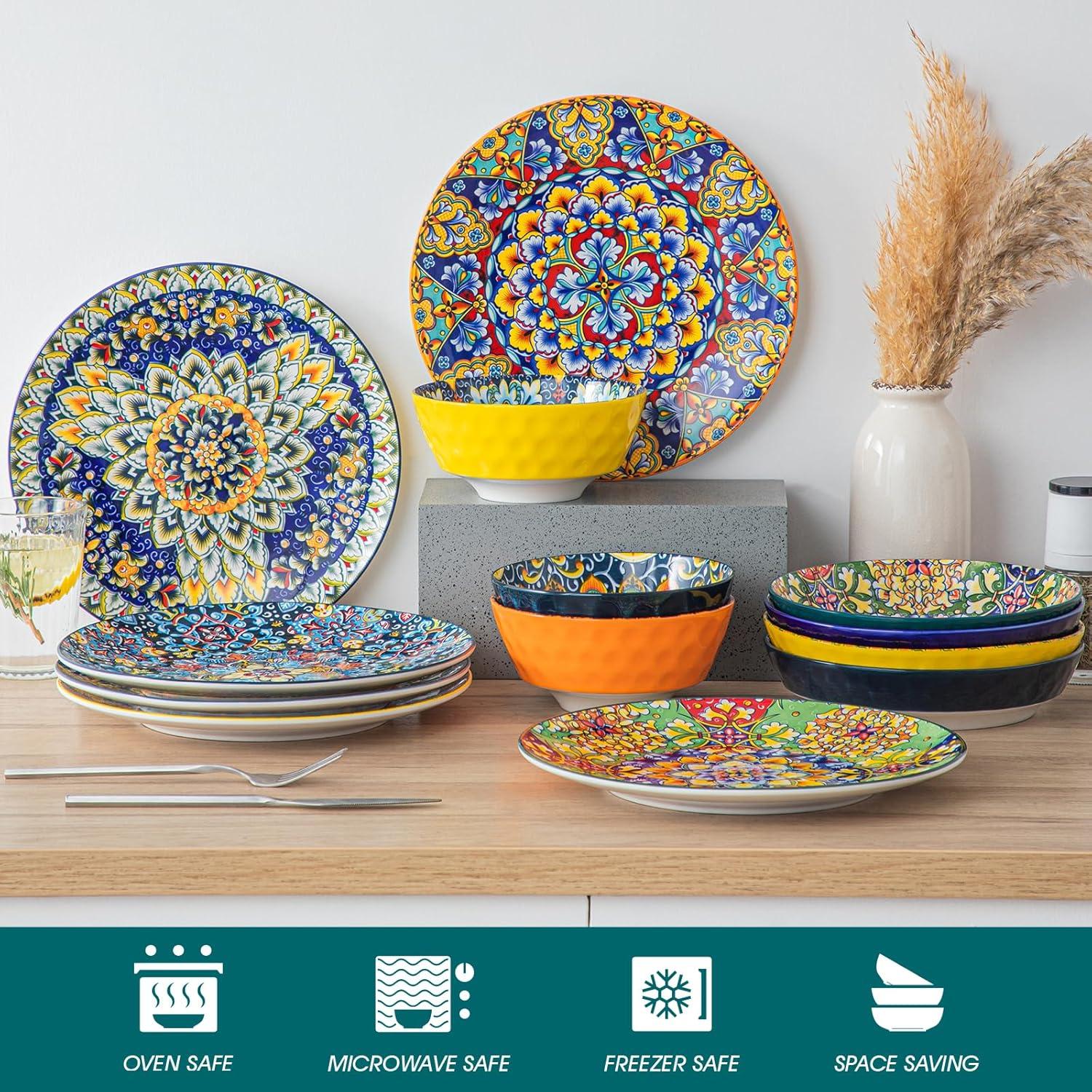 vancasso Boho Speiseteller Set, SIMI Flachteller aus Porzellan 10.5in, für Spülmaschine und Mikrowelle