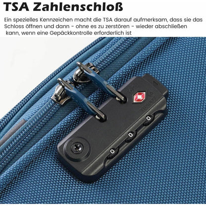 COOLIFE Koffer Trolley Set 2tlg Schwarz+rot TSA-Schloss