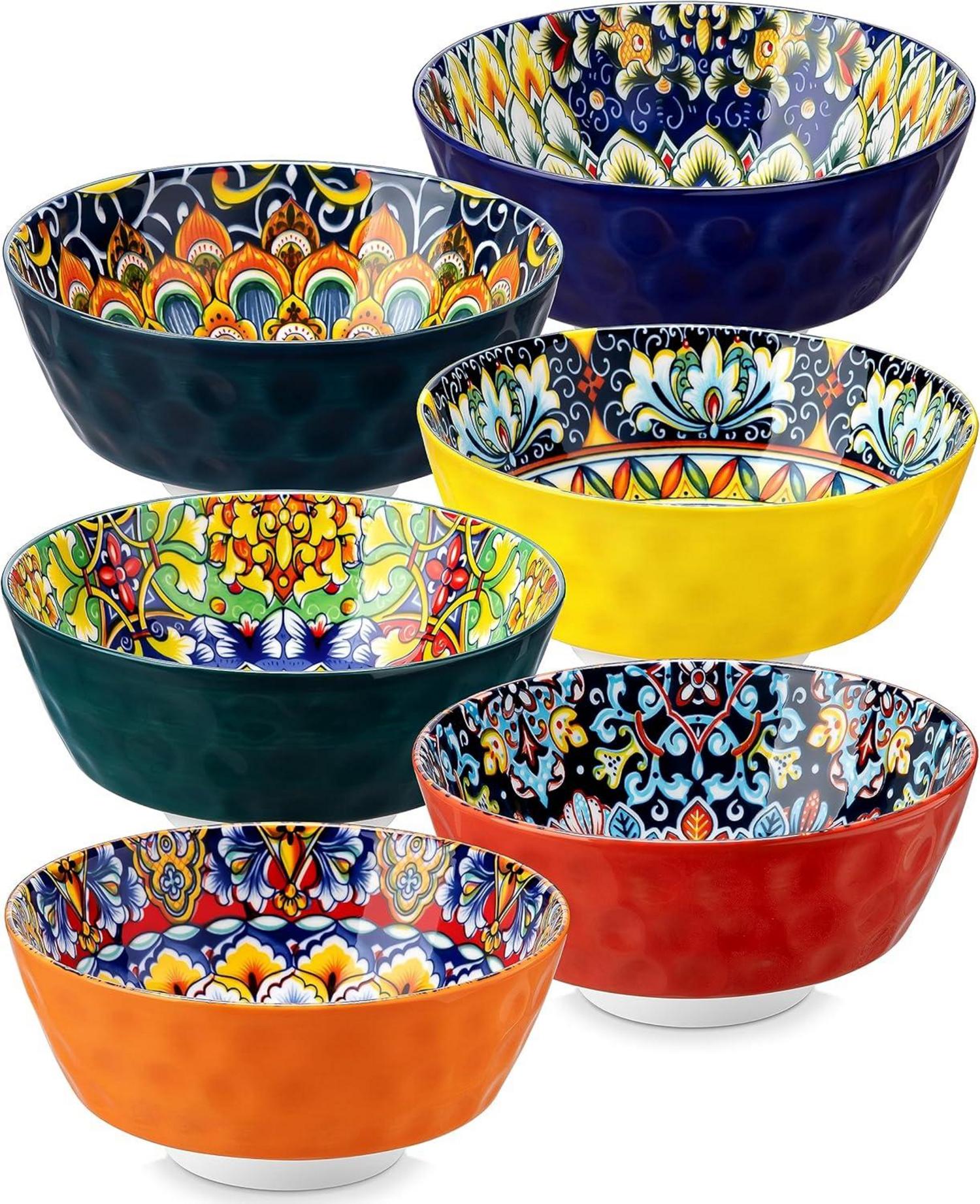 Suppen- und Pastaschalen Set aus Steinzeug, buntes Schüssel-Set 780ML