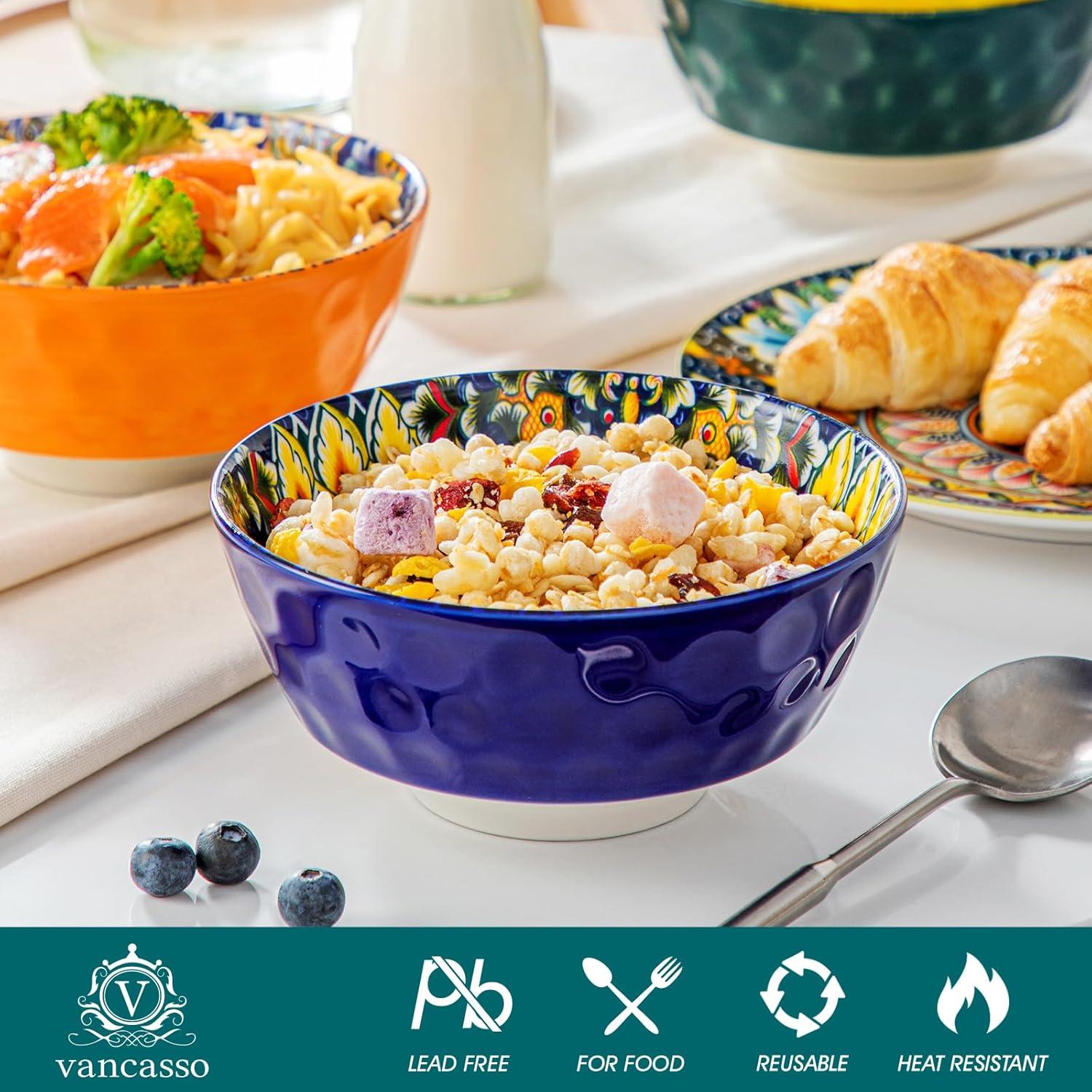 Suppen- und Pastaschalen Set aus Steinzeug, buntes Schüssel-Set 780ML