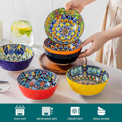 Steinzeug Schalen Set SIMI - 6 Personen - Pastaschalen - Salatschüssel - Ramen Müsli Pasta - 780ML