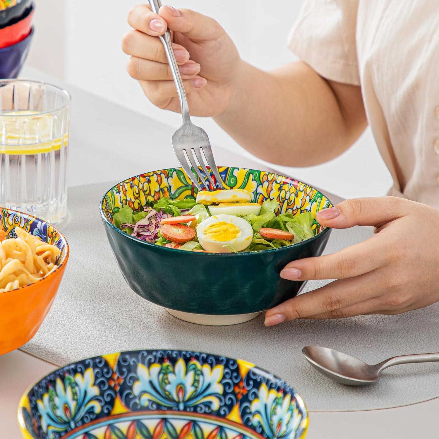 Suppenschalen 6 Personen Steinzeug Salatschüssel Set Ramen Pasta