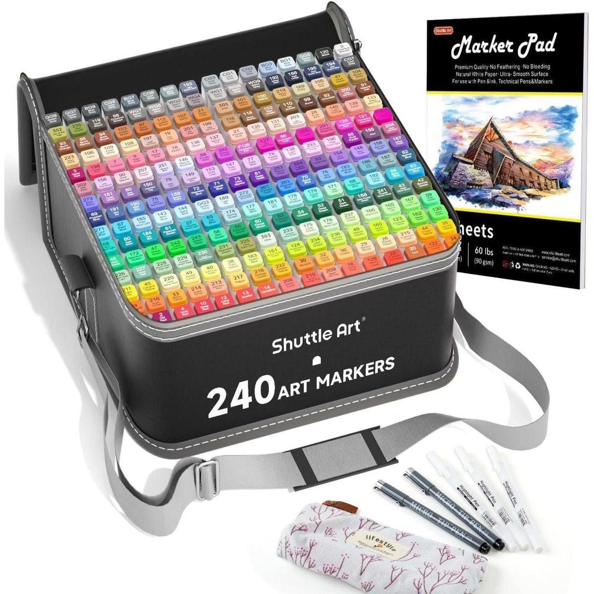 Alkohol Marker Set 240 Farben, doppelseitig, mit Zubehör