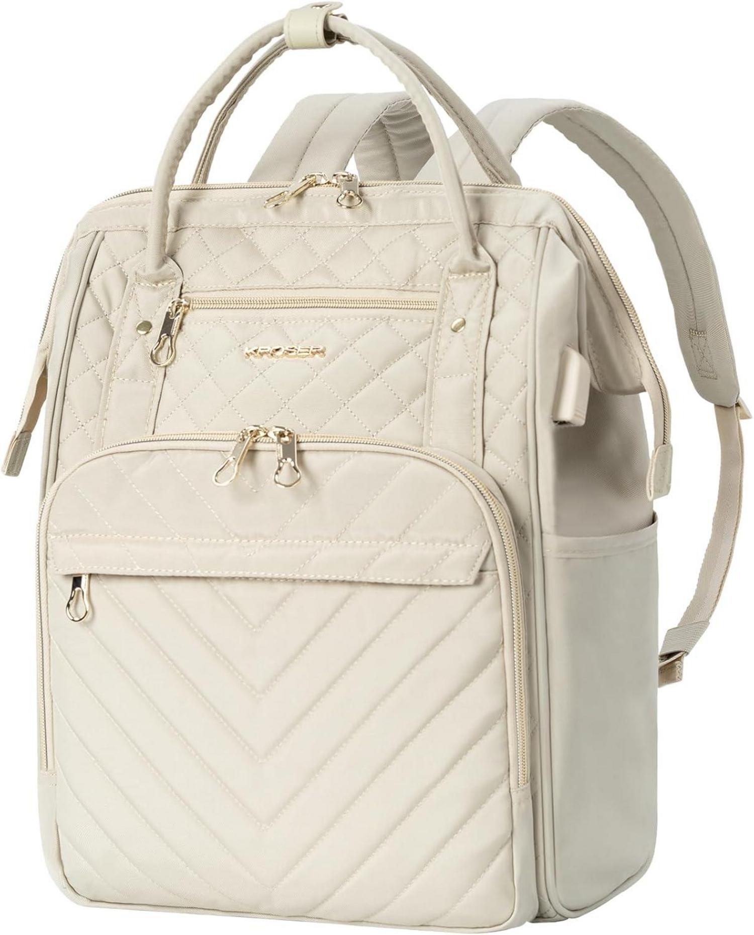 Laptop-Rucksack 17 Zoll Business Reiserucksack Wasserdicht RFID Beige