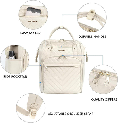 Laptop-Rucksack Damen 17 Zoll Business Reiserucksack Beige Wasserdicht RFID