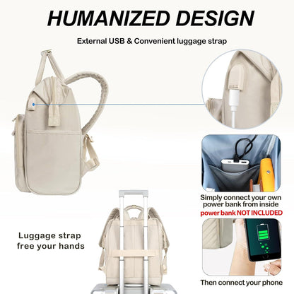 KROSER Laptop-Rucksack Damen 17 Zoll Business Wasserdicht RFID Beige