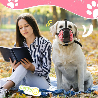 BONTHEE Hundemaulkorb Weiches Mesh Atmungsaktiv Verstellbar Bellen Kauen