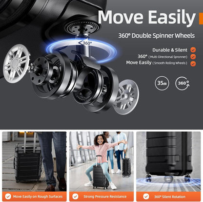 Kofferset Trolley Handgepäck Sets TSA Schloss 4 Rollen (M XL