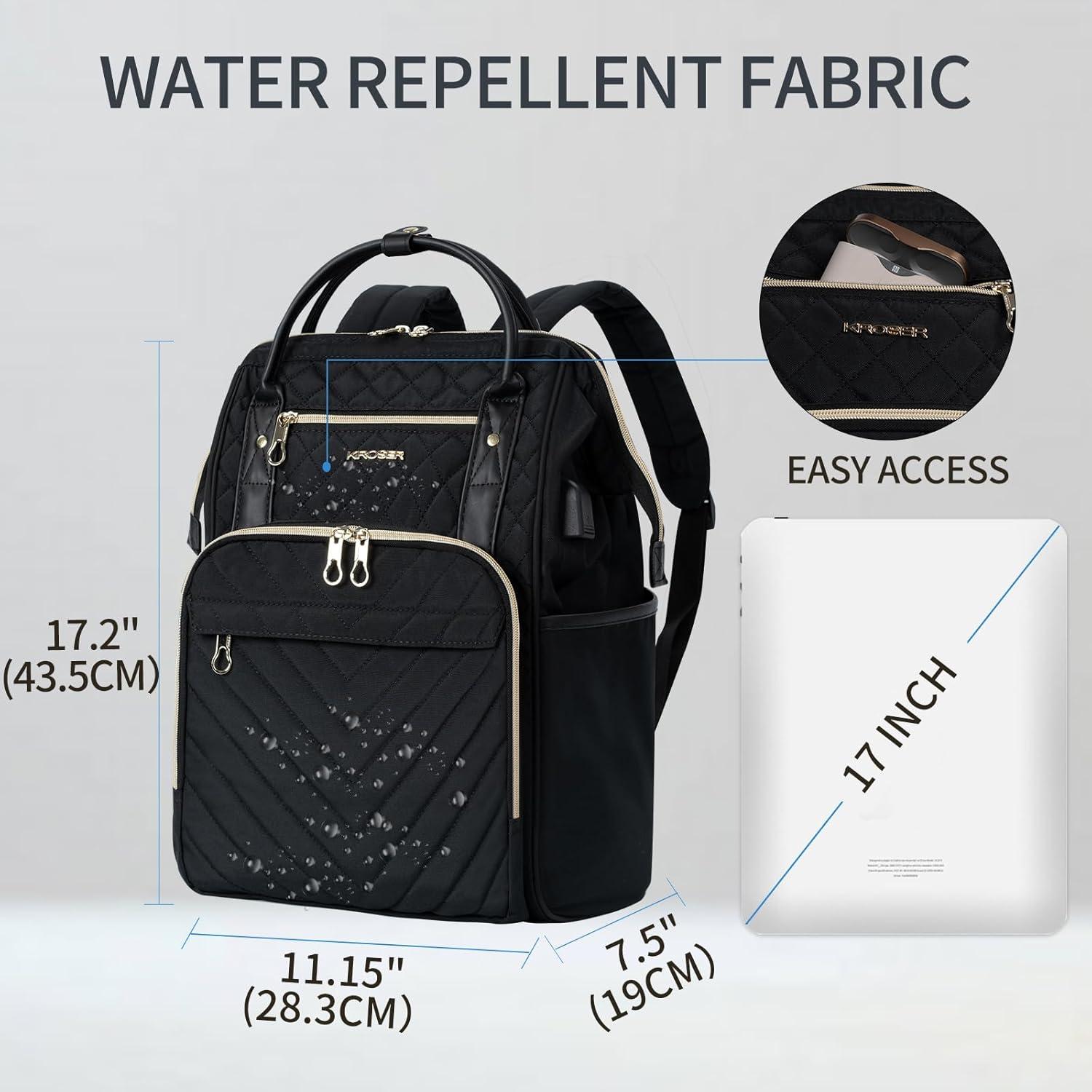 KROSER Laptop-Rucksack 43,2 cm wasserabweisend USB-Anschluss