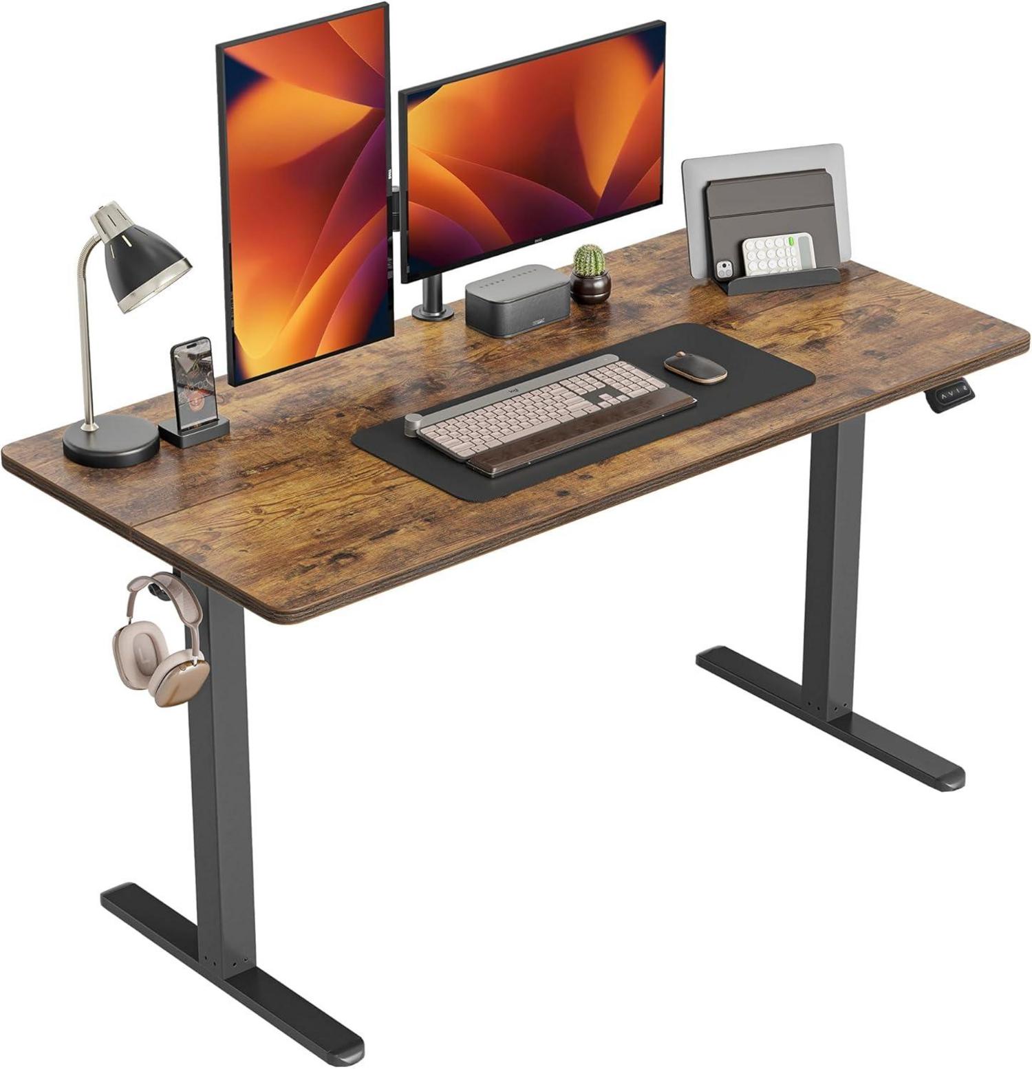 Höhenverstellbarer Elektrischer Schreibtisch 152 x 60 cm Stahl T-Beine