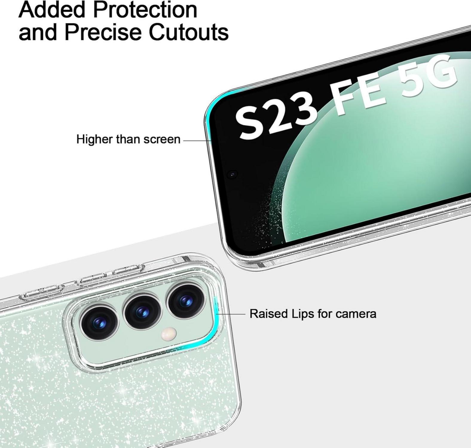 Glitzer Handyhülle Samsung Galaxy S23 FE 5G Schutzfolie Transparent
