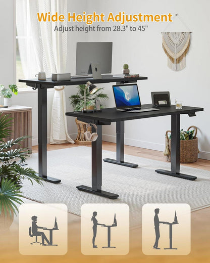 Elektrischer Schreibtisch Höhenverstellbar Schwarz 152x60 cm Stahl