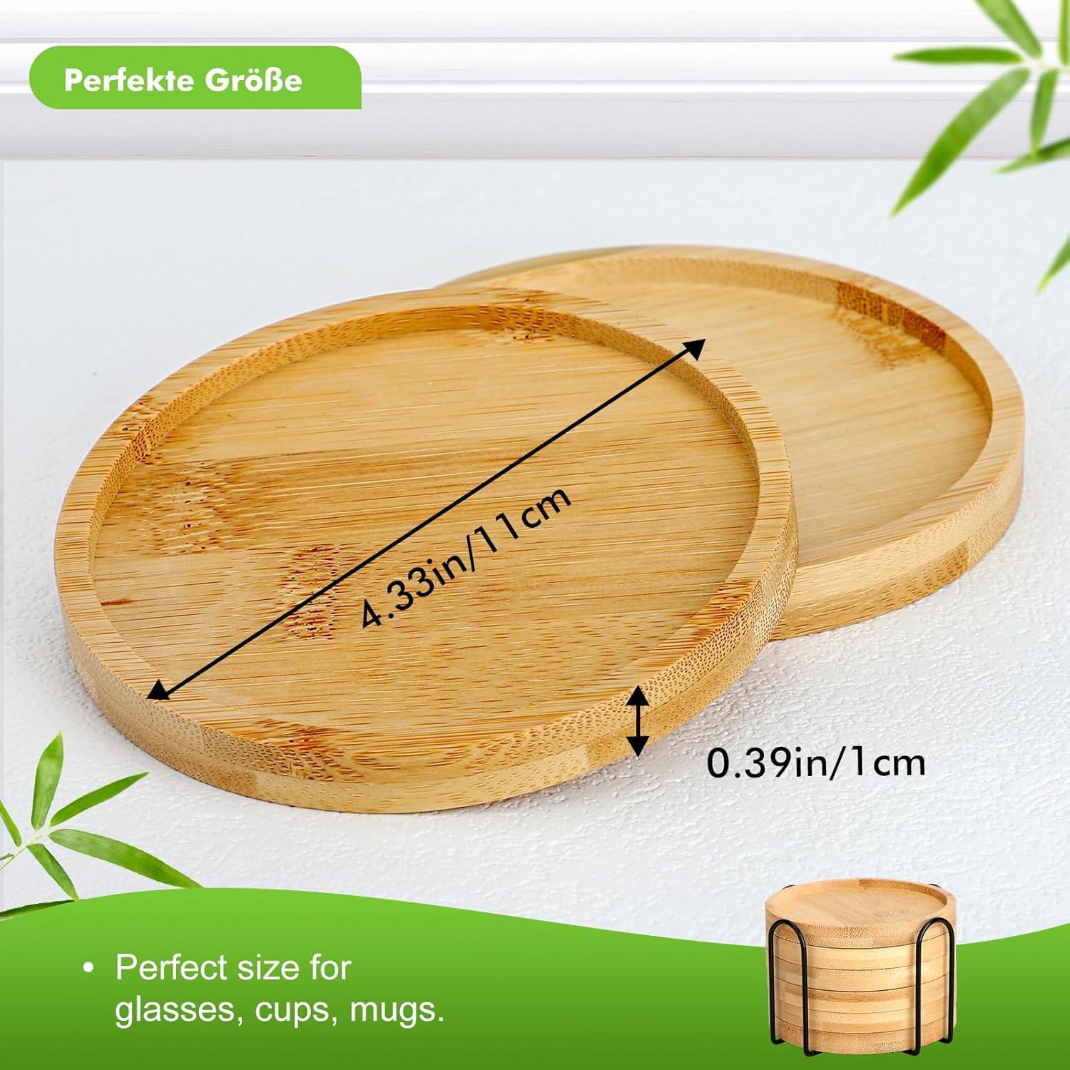 Bambus Untersetzer rund 6er Set – Glasuntersetzer Holz mit