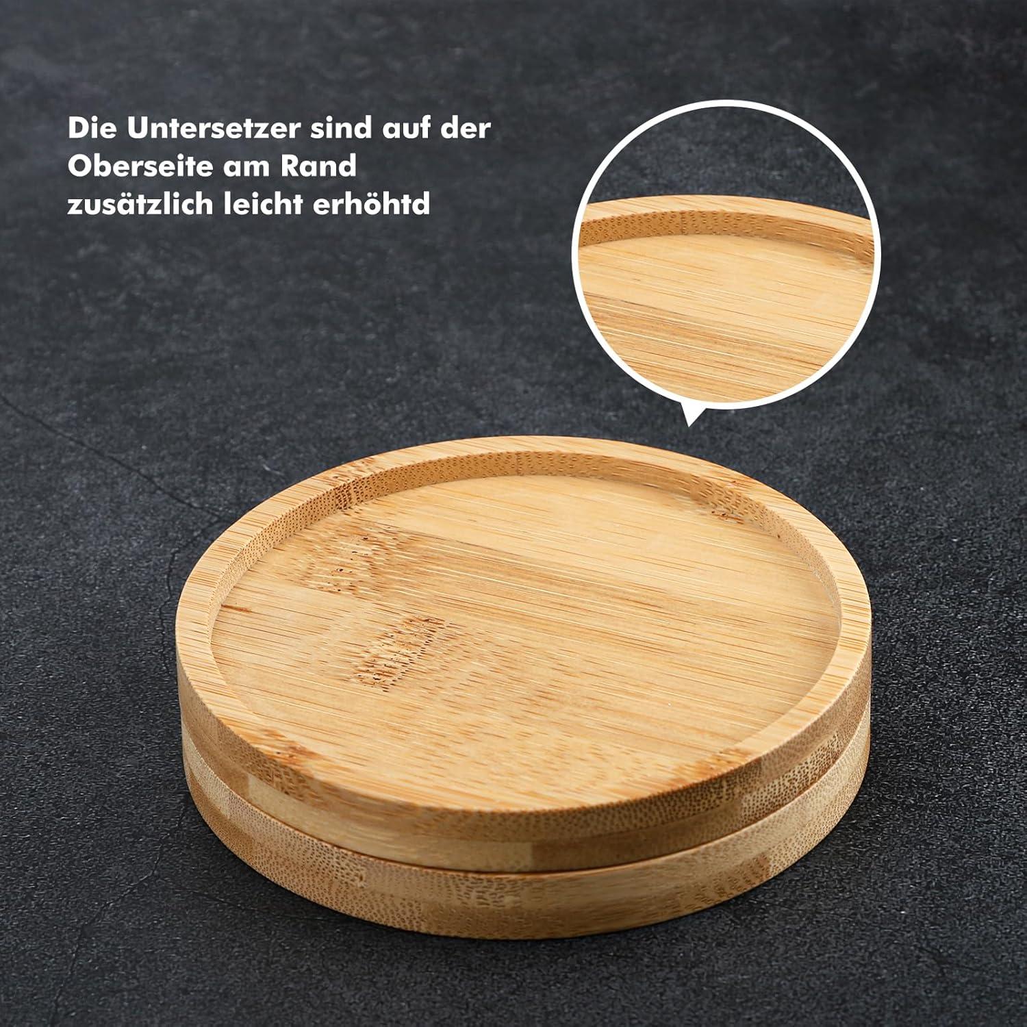 Bambus Untersetzer rund 6er Set für Gläser Tassen Bar