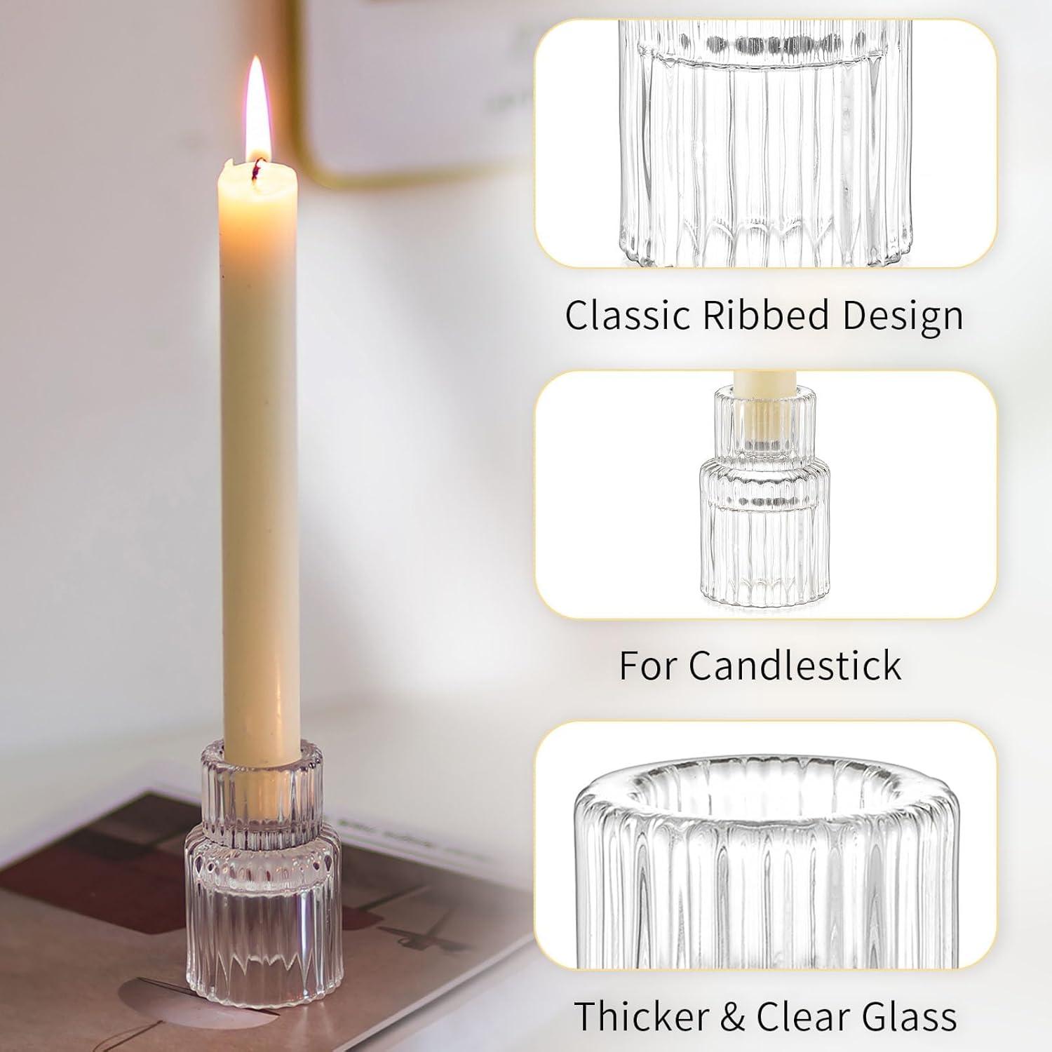 10er Set Glas Kerzenhalter für Stabkerzen Hochzeit Party Deko