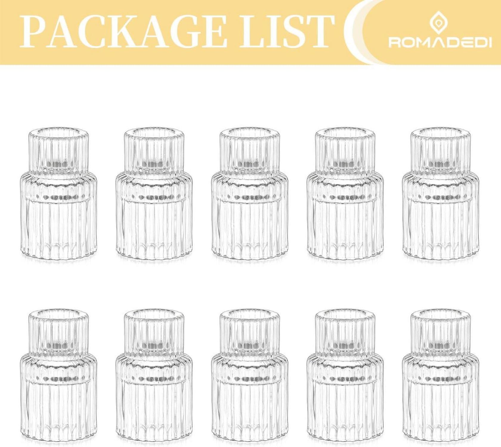 10er Set Glas Kerzenhalter für Stabkerzen Hochzeit Party Deko
