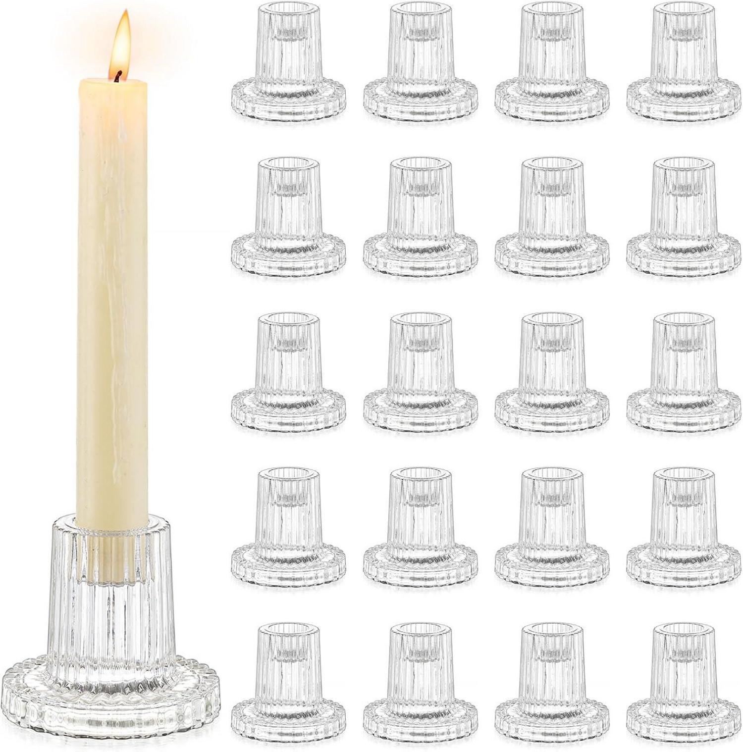 Glas Kerzenhalter Stabkerzen 20er Set Klein Hochzeit Weihnachten Party