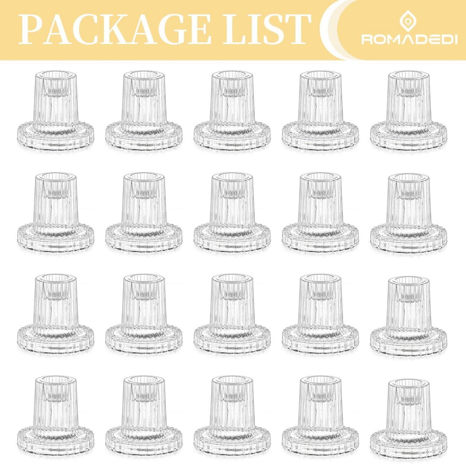 20er Set Glas Kerzenhalter für Stabkerzen - Hochzeit Tischdeko