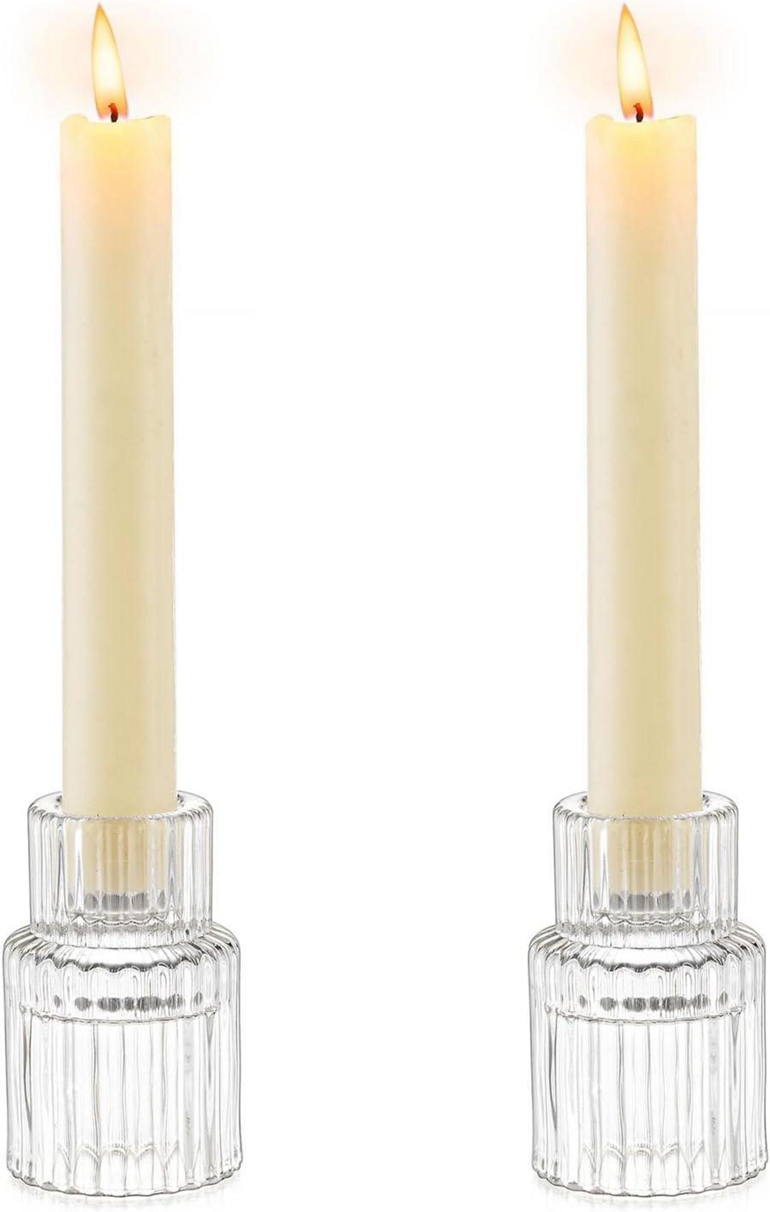 Glas Kerzenhalter Stabkerzen 2er Set Hochzeit Weihnachten Wohnzimmer