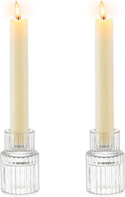 Glas Kerzenhalter Stabkerzen 2er Set Hochzeit Weihnachten Wohnzimmer