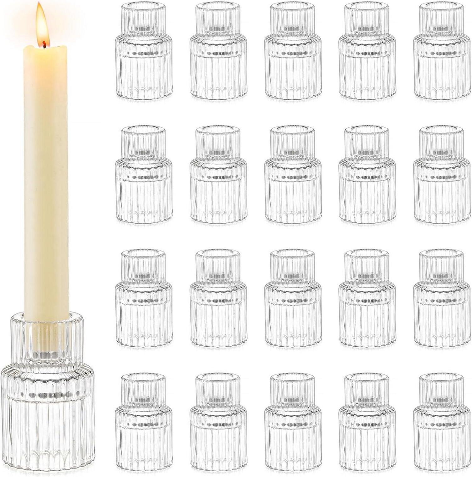 Glas Kerzenhalter Stabkerzen 20er Set Hochzeit Party Weihnachten