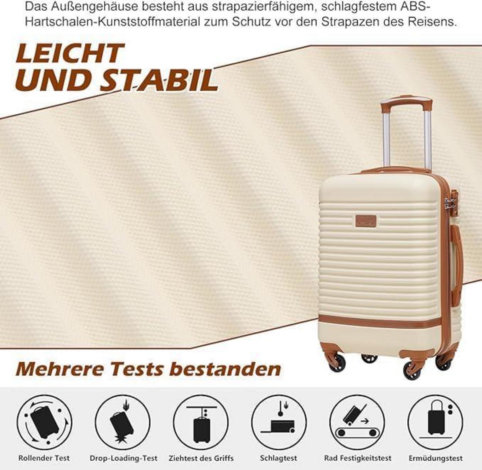 COOLIFE Koffer Trolley Set 3tlg ABS Hartschale 4 Rollen TSA-Schloss dunkelgrün/braun