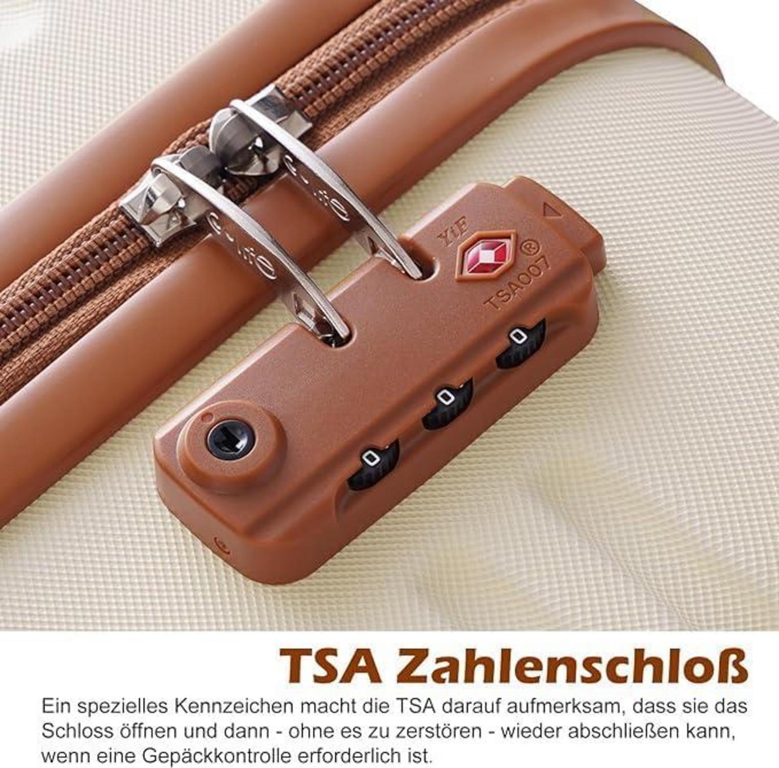 COOLIFE Koffer Trolley Set ABS Hartschale 4 Rollen TSA Grau/Rosa 3tlg