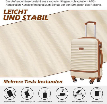3tlg ABS Hartschalen Koffer-Set mit TSA Schloss, 4 Rollen, Reisetasche & Kulturbeutel
