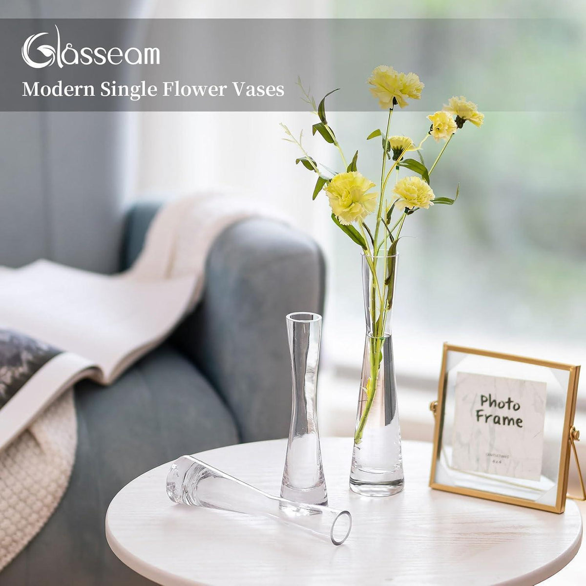 Moderne Glasvase 6er Set 24.5cm Hoch Schmal für Blumen