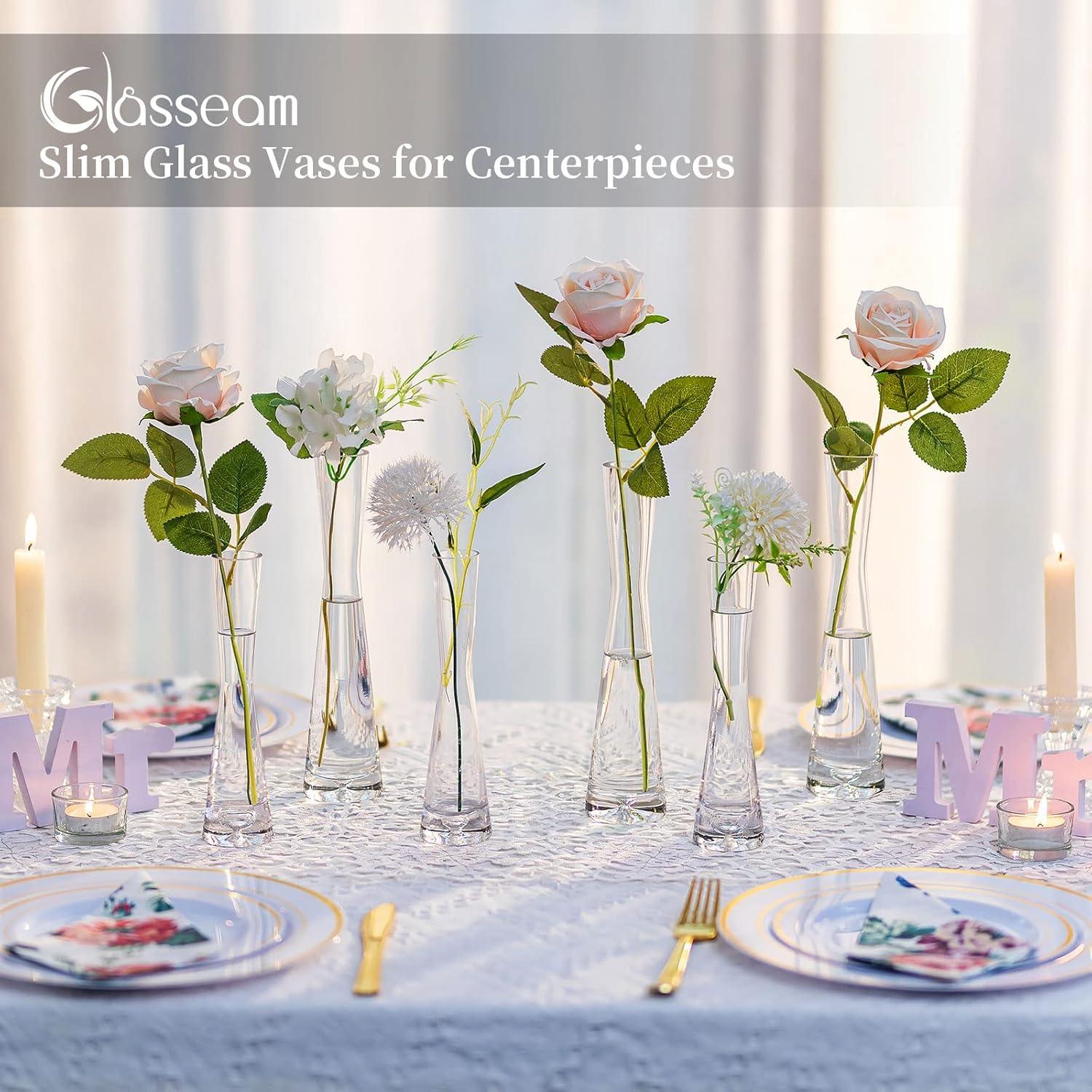 Moderne Glasvase Set 6er 20cm Blumenvase Handmade für
