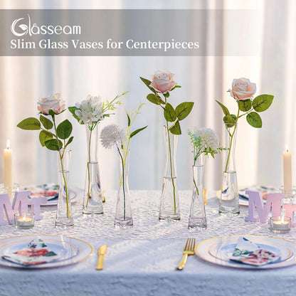 Moderne Glasvase Set 6er 20cm Blumenvase Handmade für
