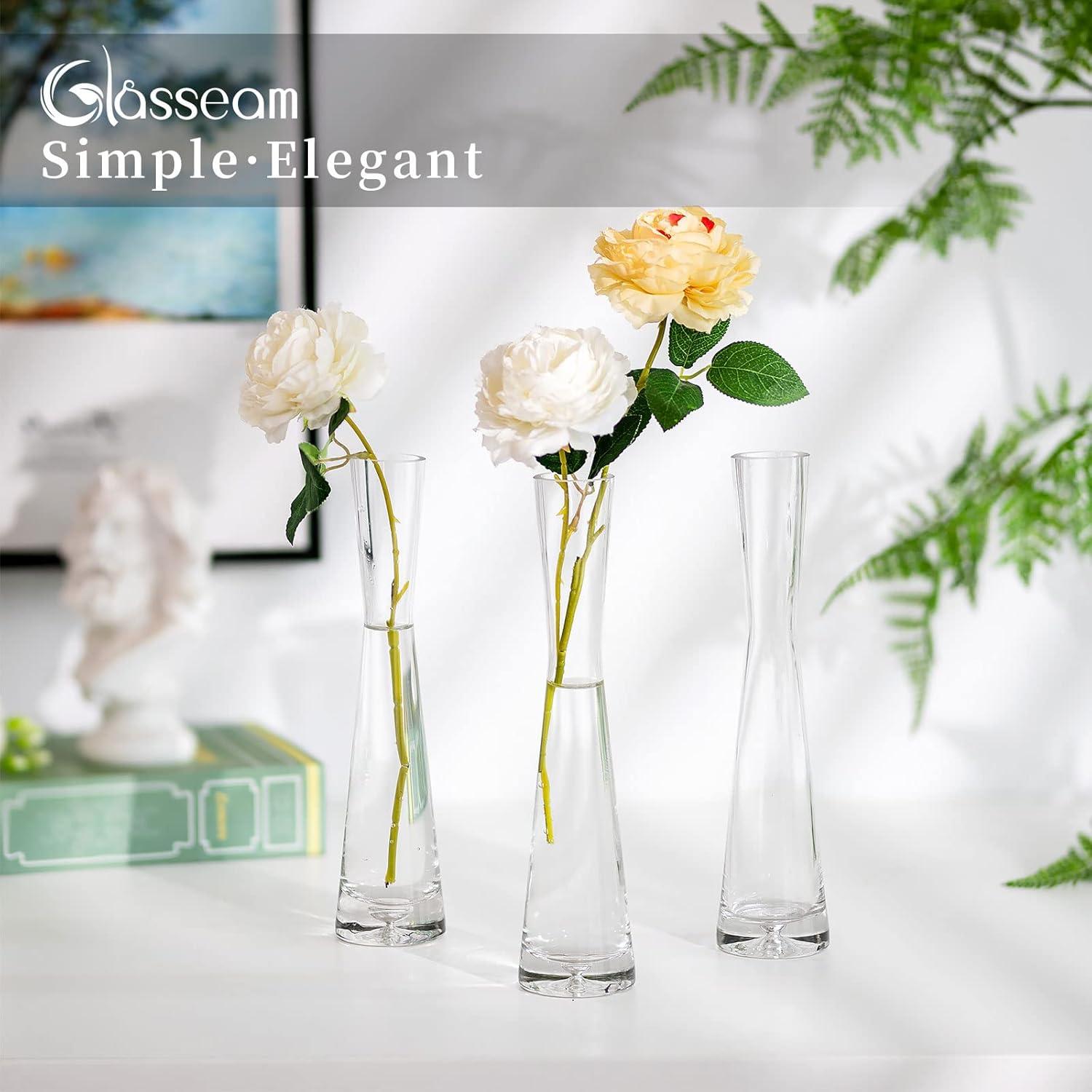 Modern Glasvase Set 6er: 20cm Hoch Handmade Deko für Blumen