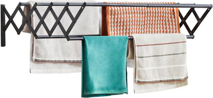 Wäscheständer Wandmontage ausziehbar 7 Stangen 42-80x59 cm Schwarz