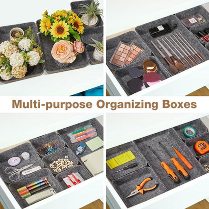 Filz Schubladen Organizer Set 14-teilig Ordnungssystem Büro