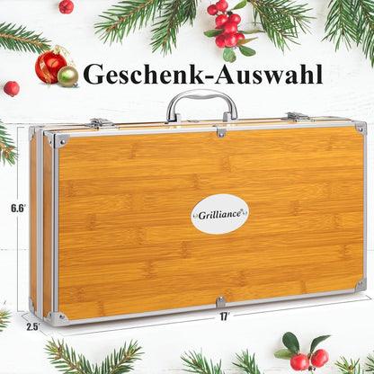 Grillbesteck Grillzubehör Set 26 Teilig Geschenk für Männer