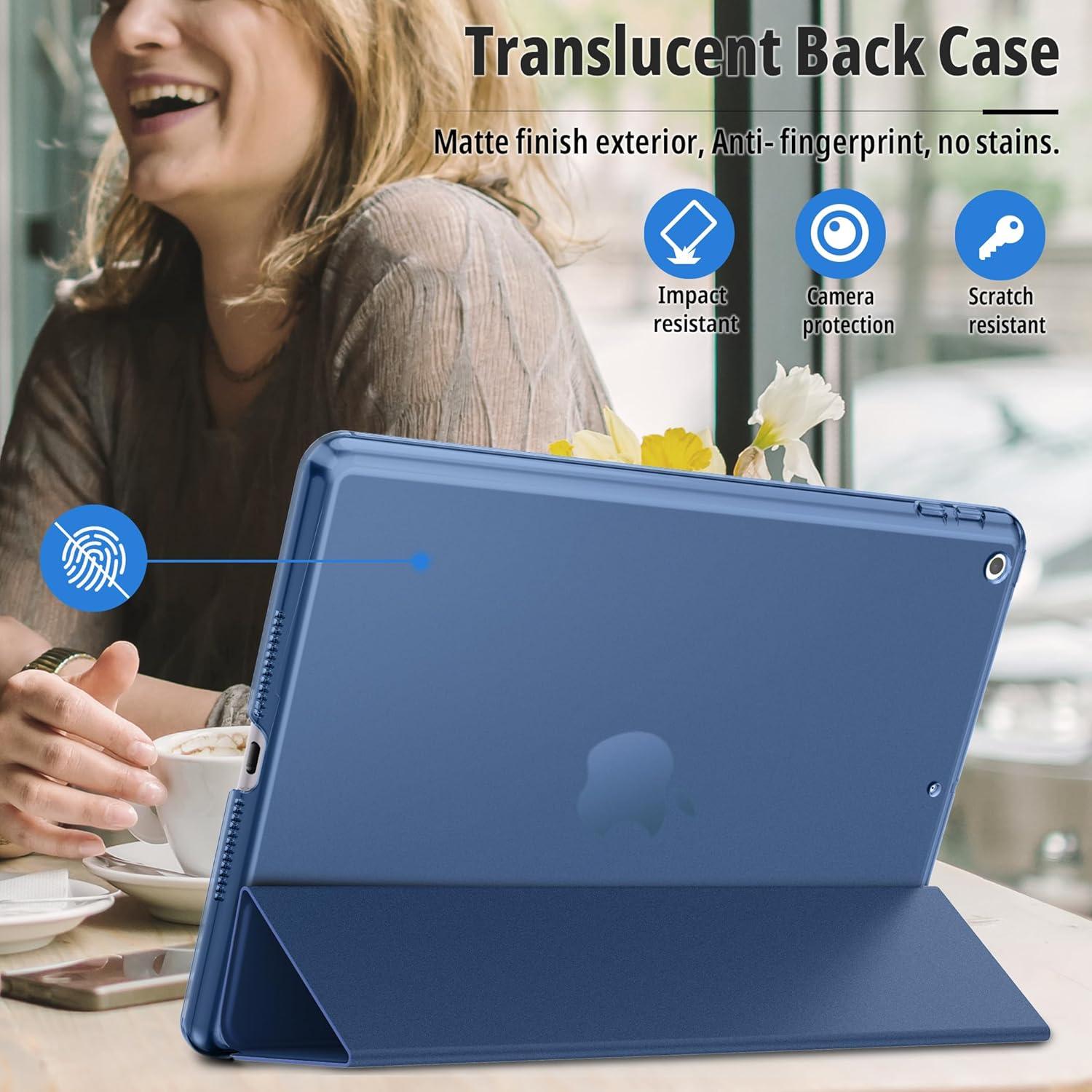 EasyAcc iPad 10.2 Zoll Hülle Navy Blau PU-Leder Schutzhülle