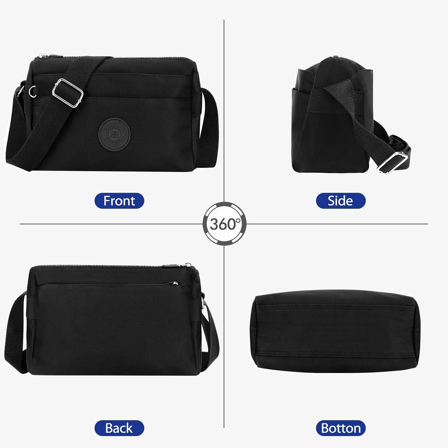 Kleine Umhängetasche Damen Crossbody Bag Verstellbarer Schultergurt Schwarz