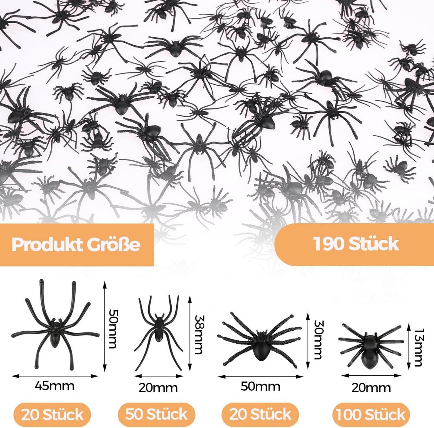 VIKY® 190 Stück Halloween Deko Realistische Spinne