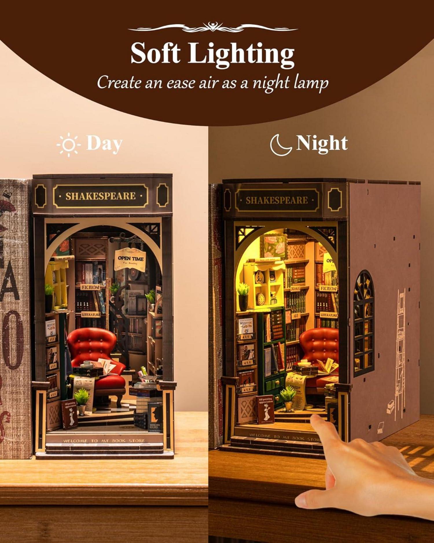 DIY Book Nook Kit Miniaturhaus 3D Puzzle Holz Book Nook Diorama Modelbau