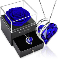 Ewige Rose 925 Silber Damen Halskette Infinity Rosen Box