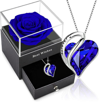 Ewige Rose 925 Silber Damen Halskette Infinity Rosen Box