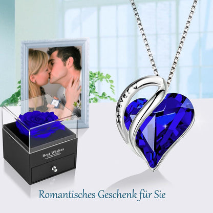 Ewige Rose Silber 925 Damen Halskette Infinity Rosen Box Graviert