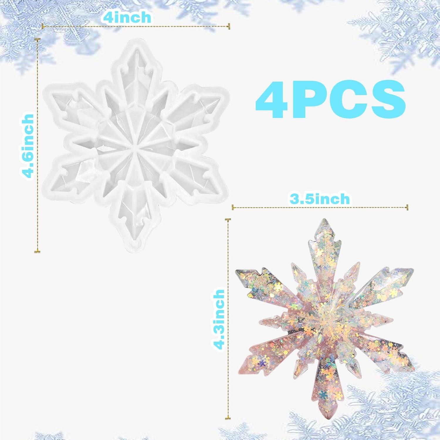 4Stk Weihnachts Harzformen Schneeflocken Silikon Epoxidharz Ornamentformen