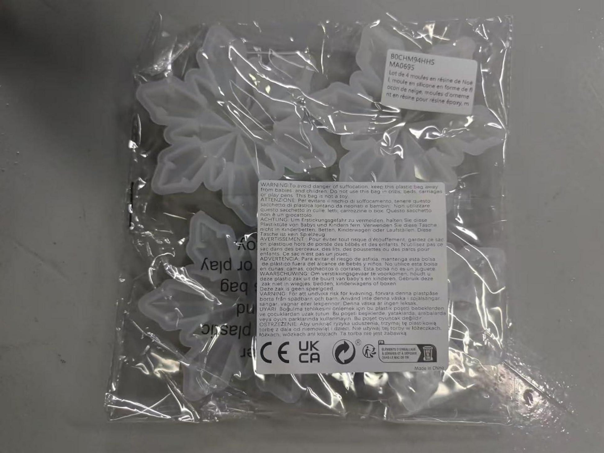 4Pcs Christmas Resin Schneeflocken Silikonform für Harzornamente