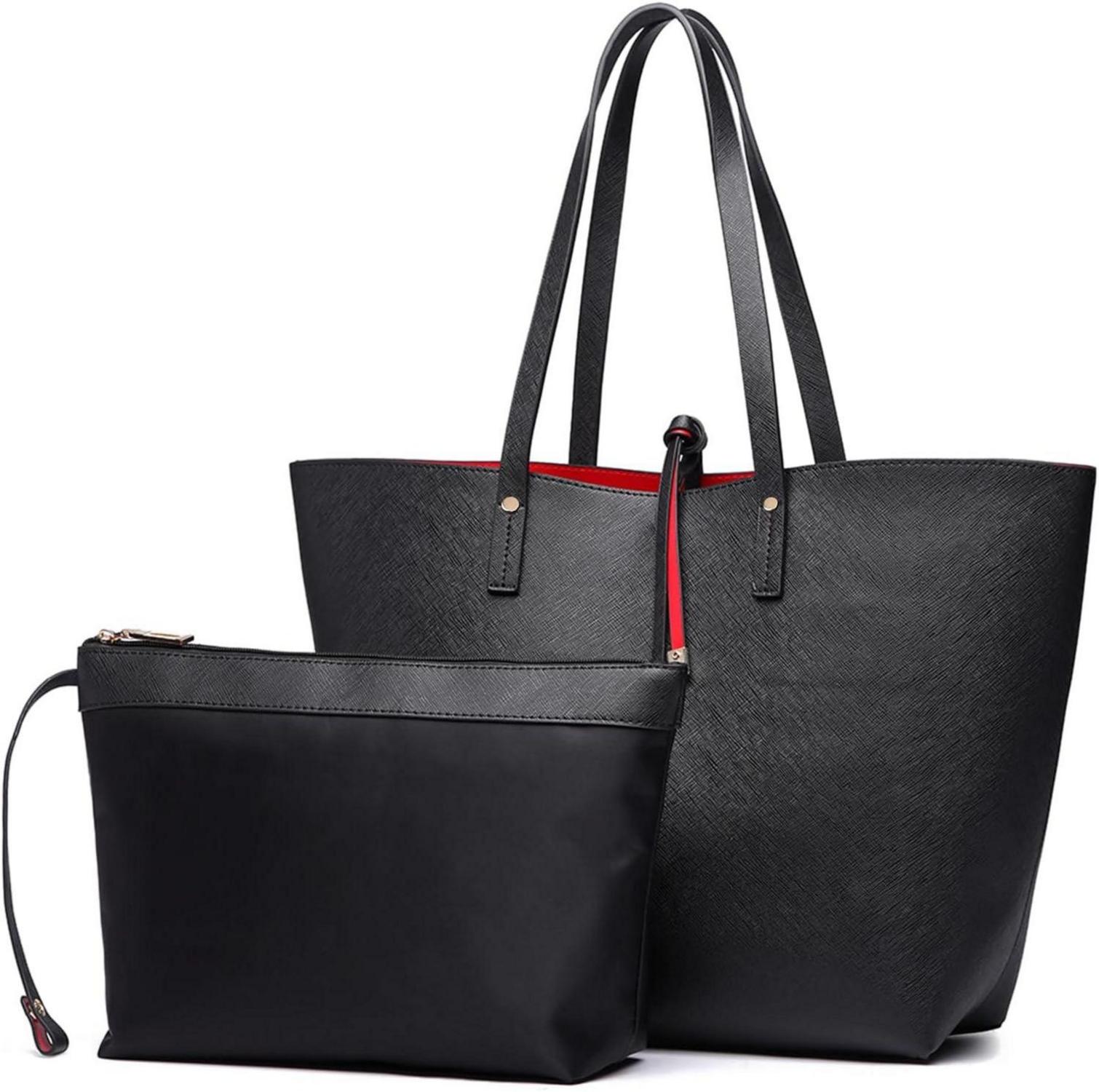 Modische Damen Schultertasche PU-Leder 2-teilig Handtaschen Set