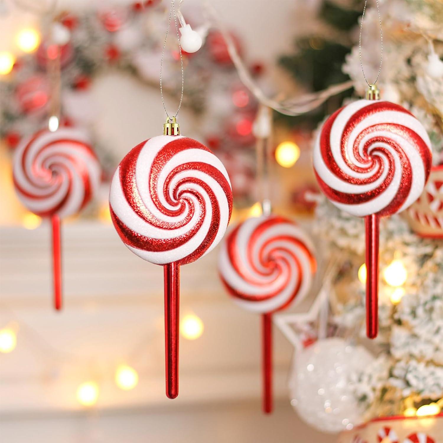 8pcs Weihnachtsbaumschmuck Zuckerstangen Lutscher rot - Weihnachtsdeko