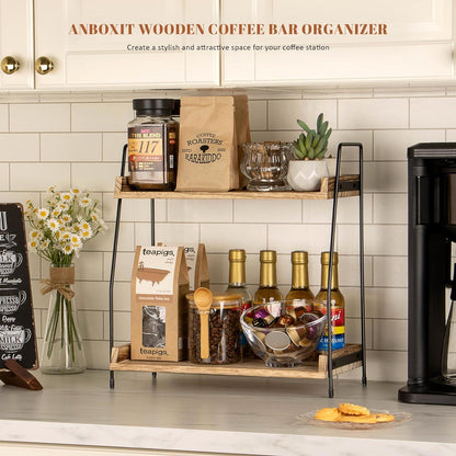 Kaffee Organizer Holz 2-stufige Kaffee Aufbewahrung Braun