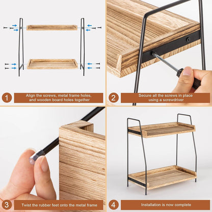 ANBOXIT Kaffee Organizer Holz 2-stöckige Aufbewahrung Kaffeebar Küche